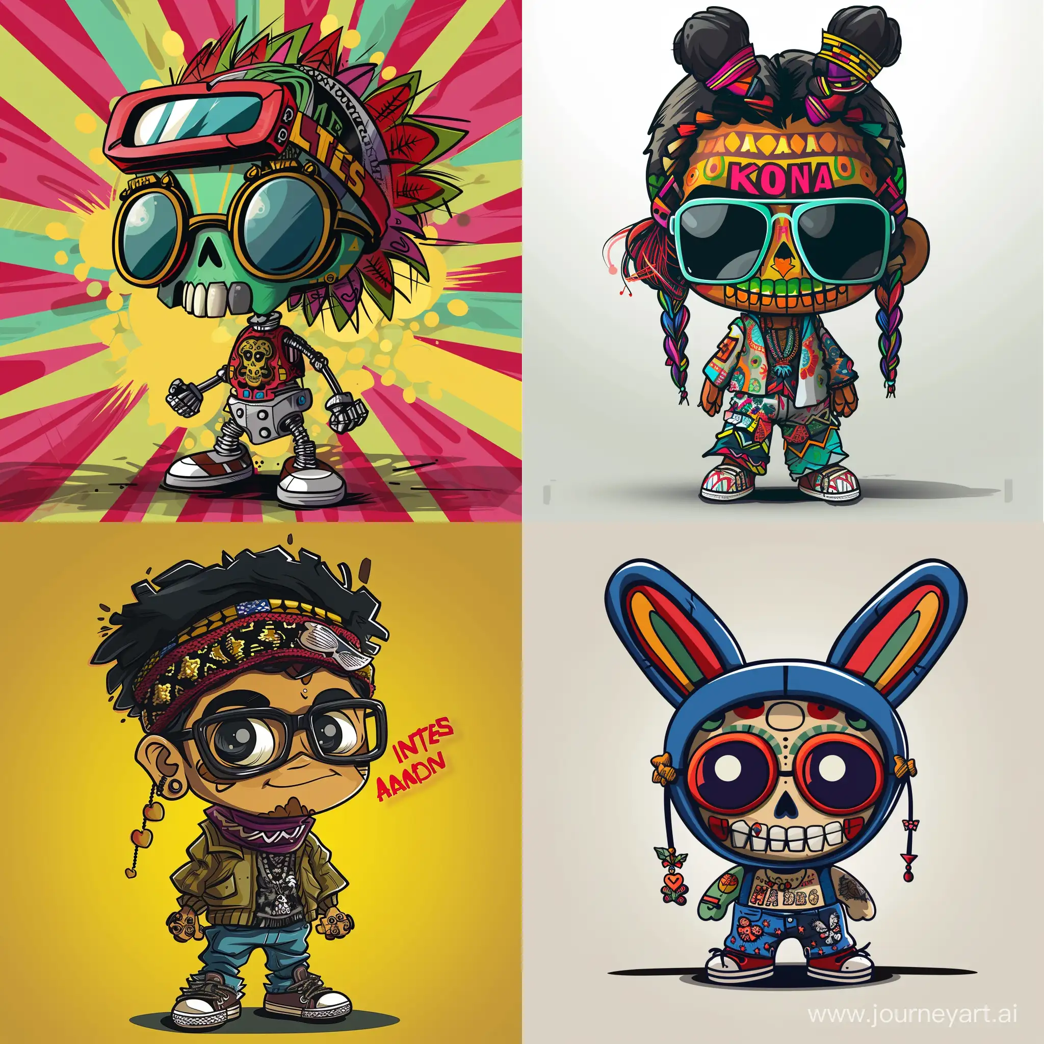Chicana-Hipster-Kidrobot-in-Cartoon-Vector-Style