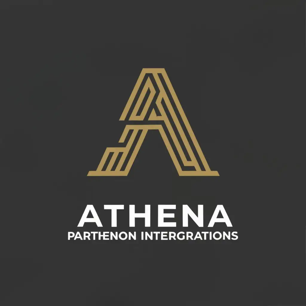 a logo design,with the text "Athena, Parthenon Integrations", main symbol:the letter A,Moderate,be used in Technology industry,clear background