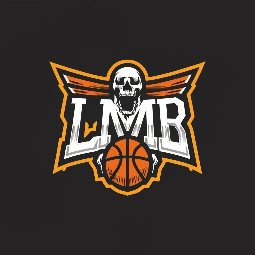 a logo design,with the text "LMB", main symbol:A skull with a basketball,Moderate,be used in Sports Fitness industry,clear background