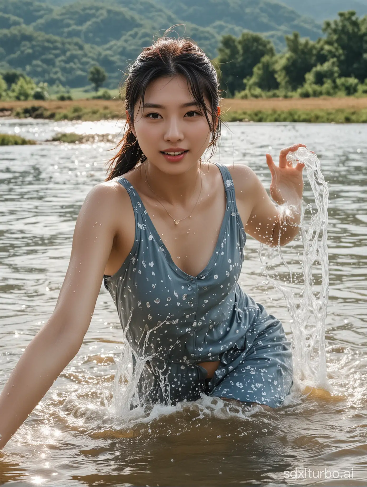 Suzy-Bae-Enjoying-Rural-Water-Play-amidst-Nature