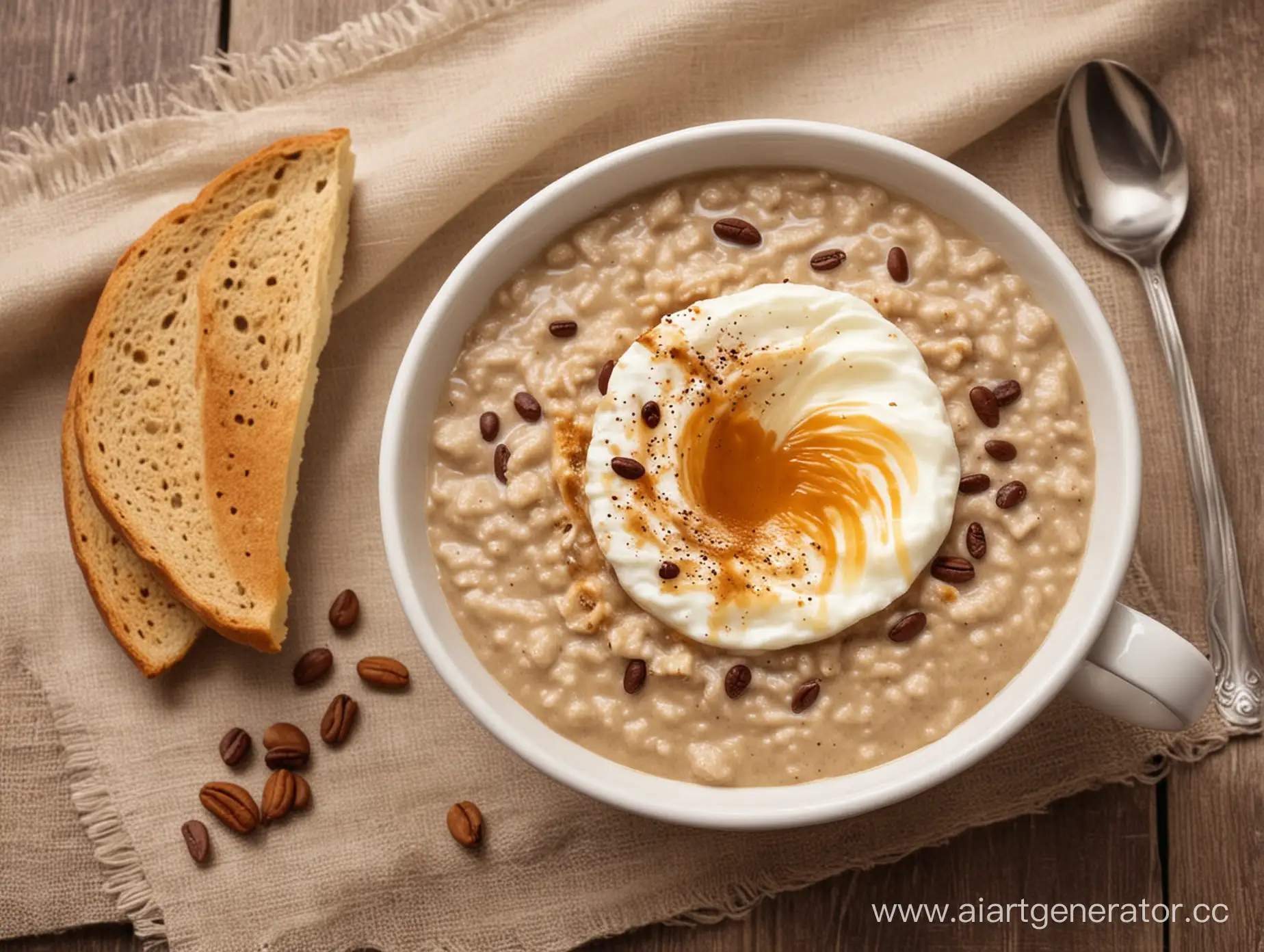 Morning-Breakfast-Coffee-and-Porridge-Dish