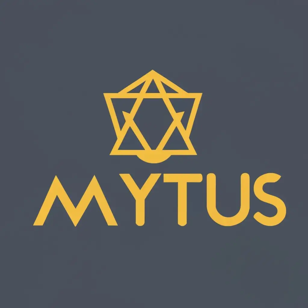 logo, The word Mytus in Eidetic Neo Omni font. Background is Metatron's Cube. Simple 2 colour logo, with the text "Mythos", typography