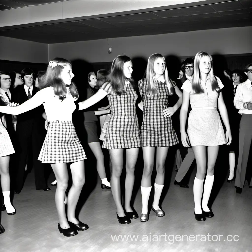 teens thick bottoms shortest micro skirts 1970 school dance floor