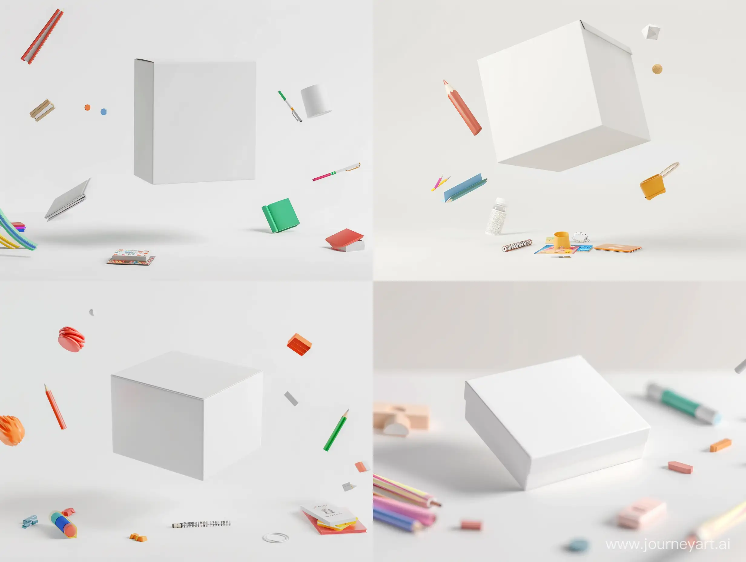 Floating-Board-Game-White-Box-with-School-Items-on-White-Background