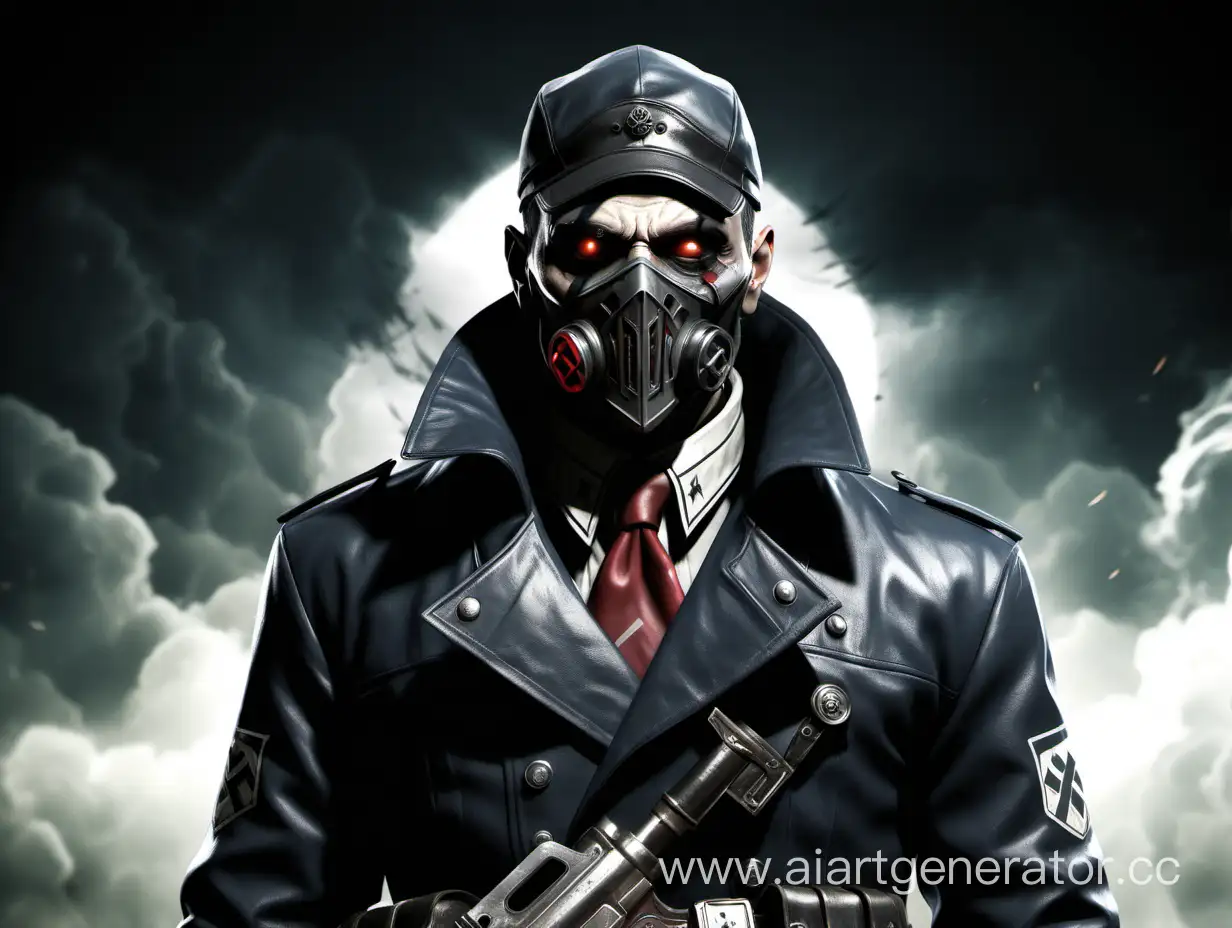 Нацистский ассасин с маской Корво Аттано из Dishonored в стиле Wolfenstein the new order 