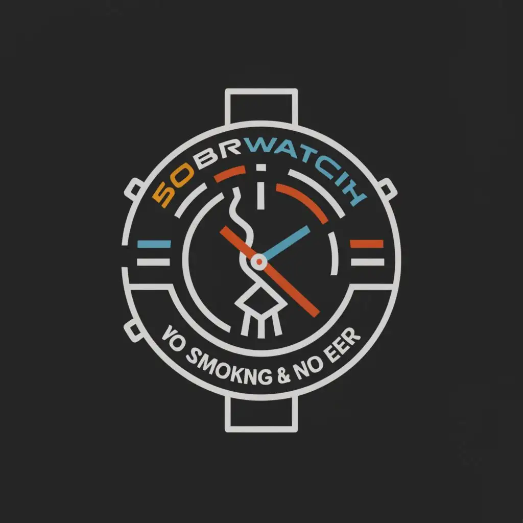 a logo design,with the text "SobriWatch", main symbol:Smartwatch, no smoking, no beer,Moderate,be used in Technology industry,clear background