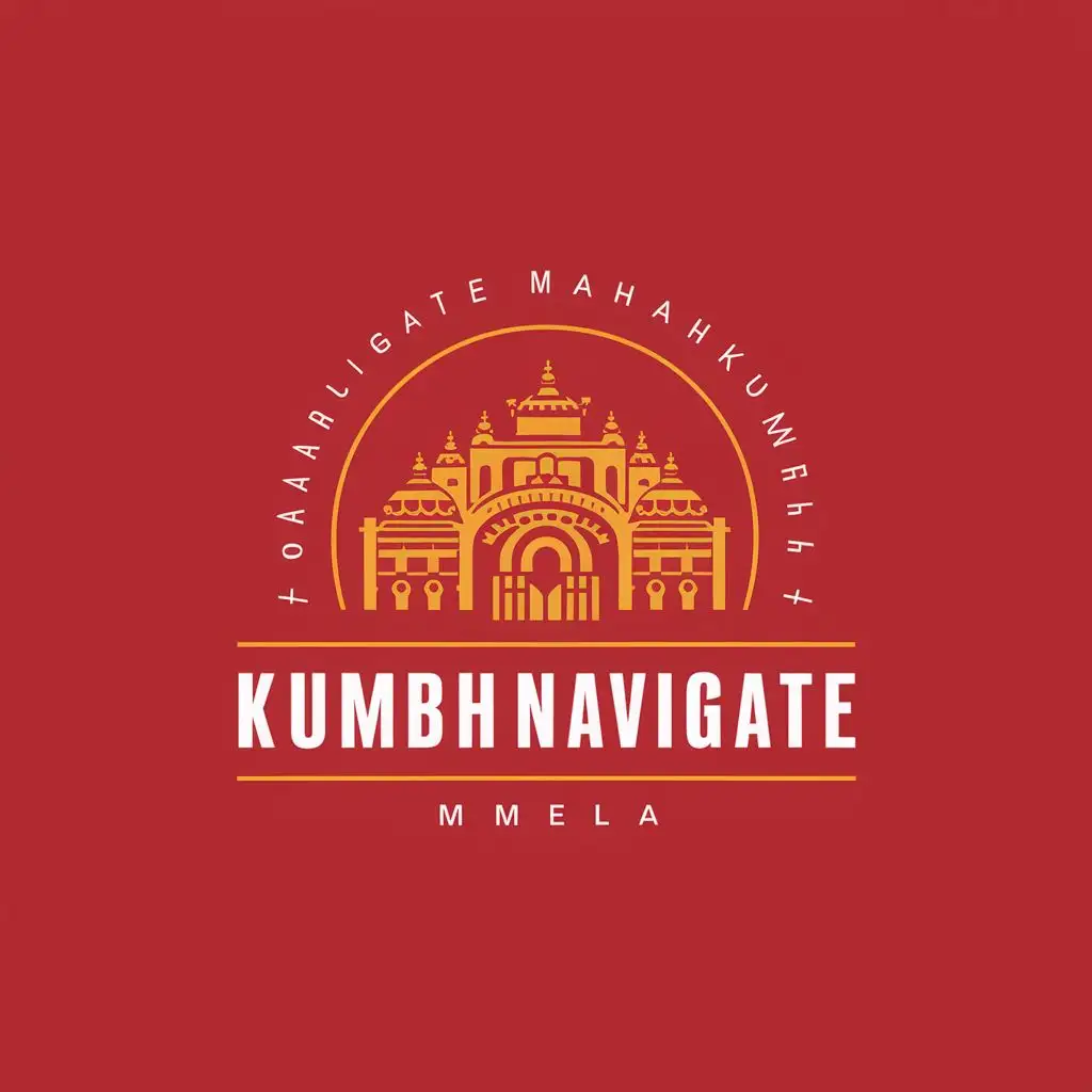 logo, Seamlessly navigate the Mahakumbh Mela, with the text "KumbhNavigate", typography, be used in Technology industry