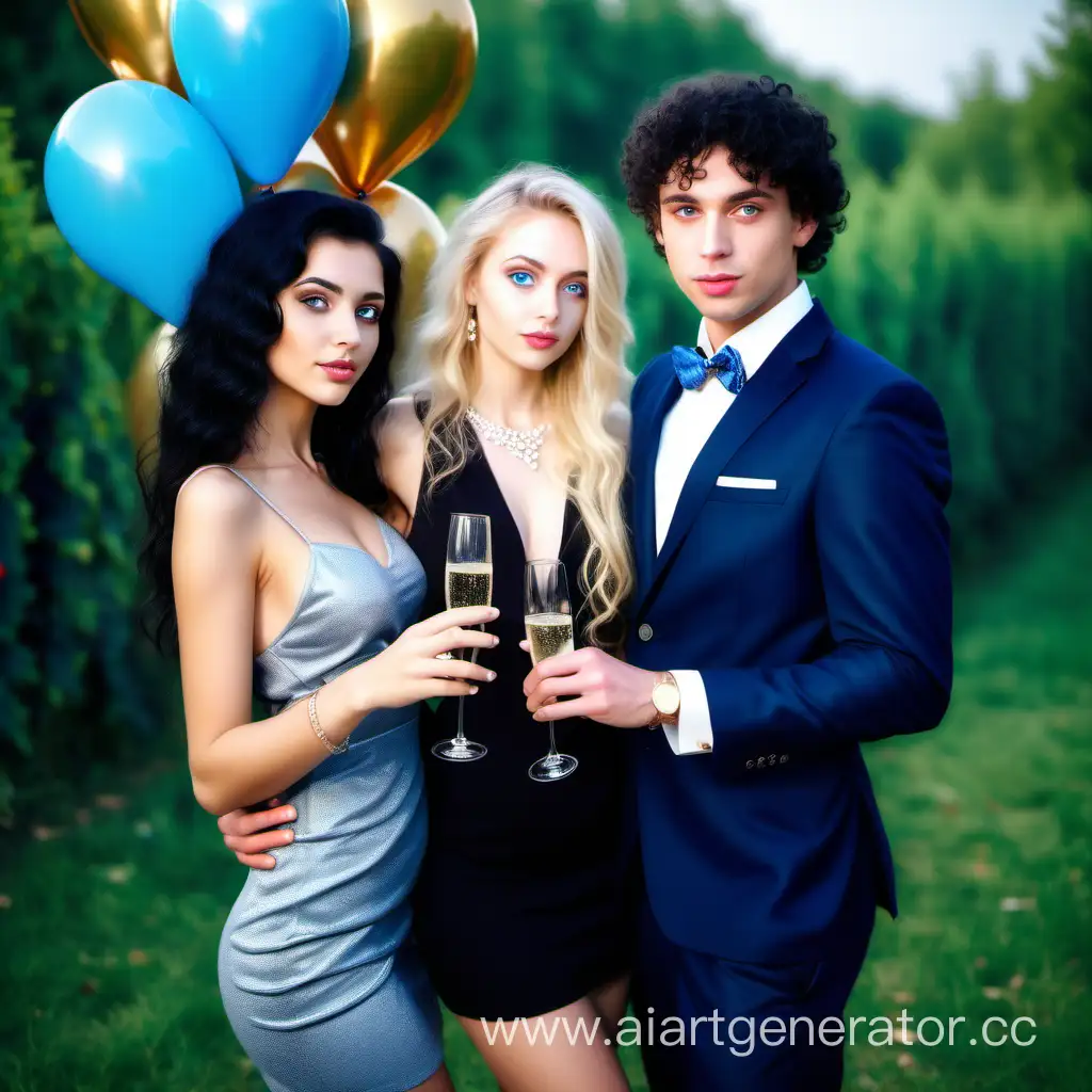 Elegant-Celebration-Stylish-Young-Women-and-Suave-Gentleman-Enjoying-Champagne-at-Luxurious-Outdoor-Party