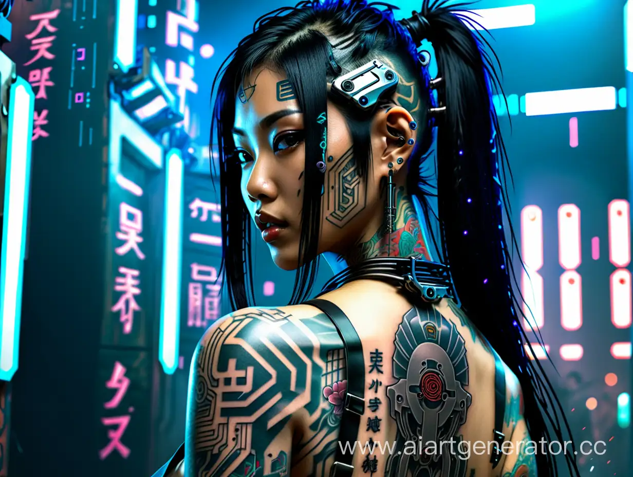 Cyberpunk-Asian-Girl-with-Tattoos-and-Cyber-Implants