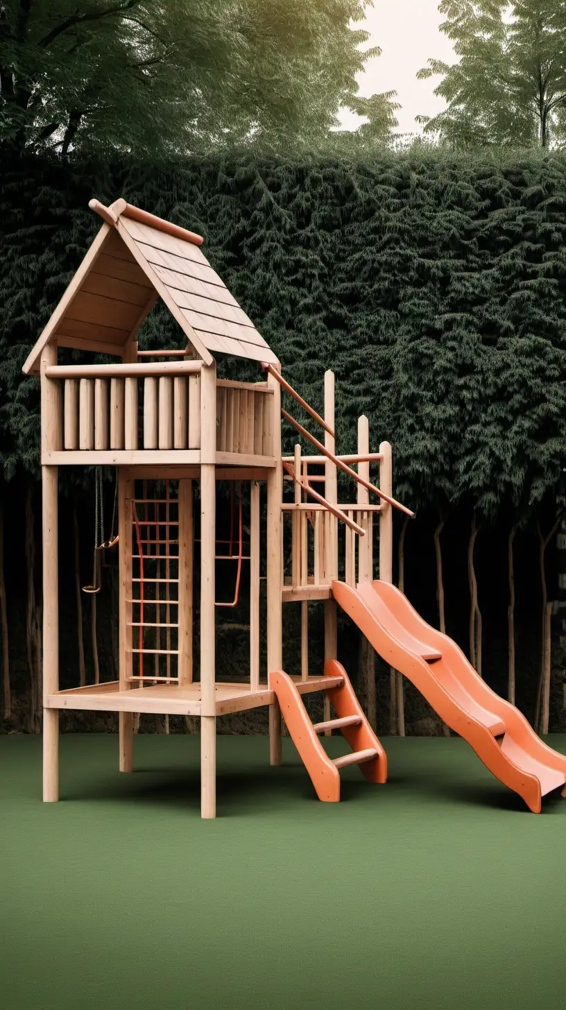 A children's play ground made of wood