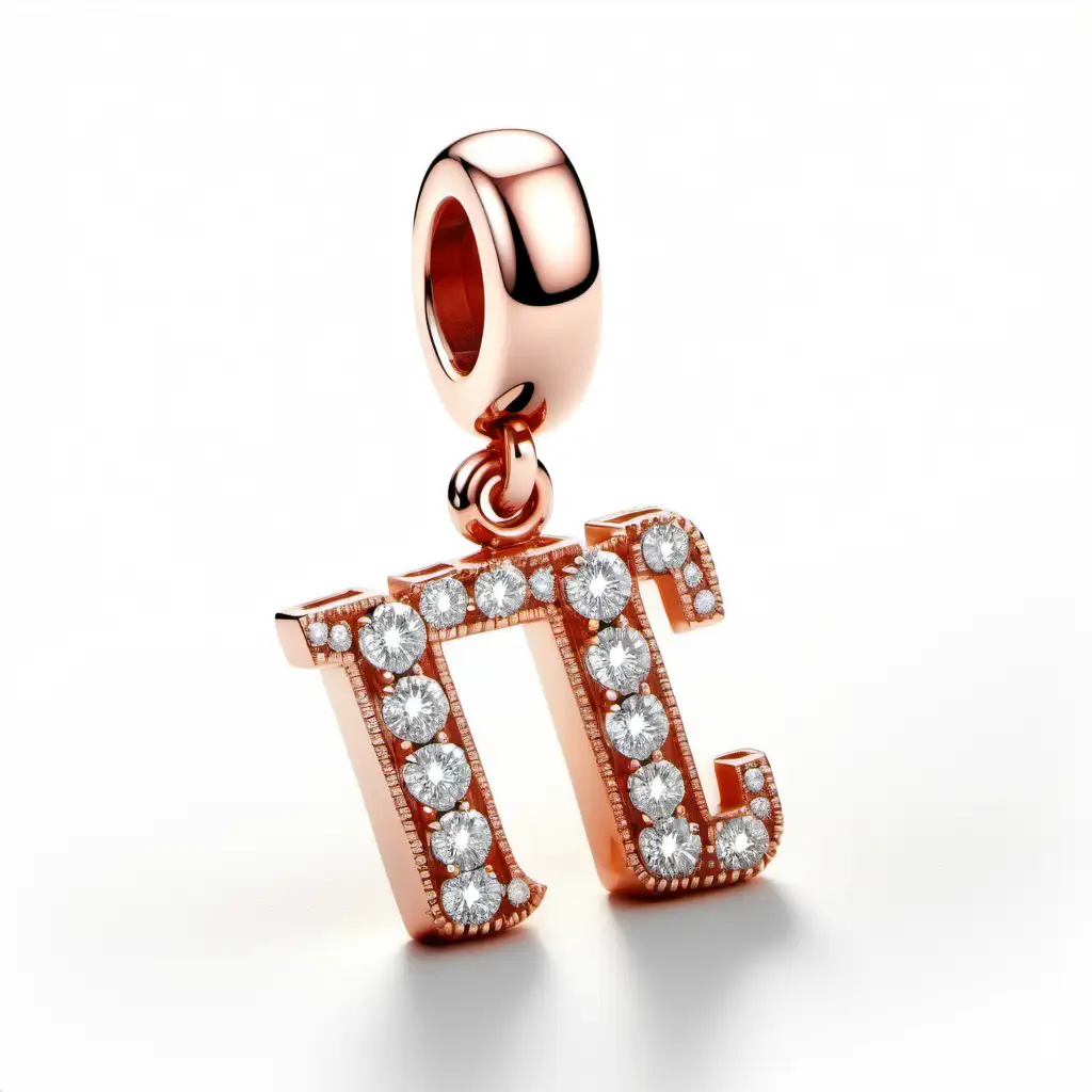 Jewelry charm made of diamonds and rose gold of the initials T S 

White background 