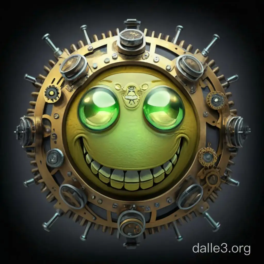 Green smiley in steampunk style
