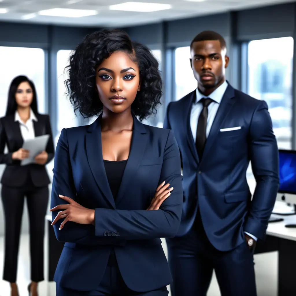 Stylish Black Professionals in Vibrant Office Setting