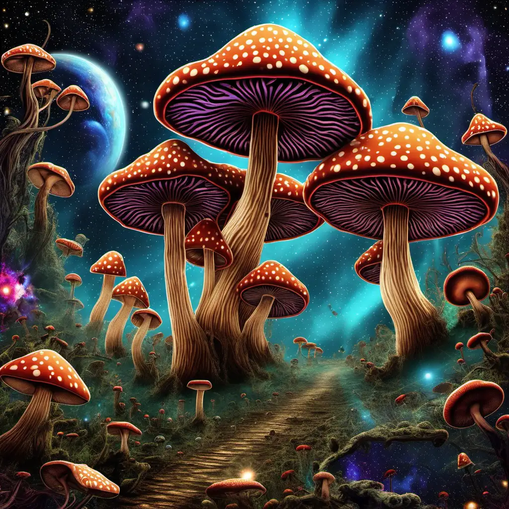 Psychedelic Psilocybin Mushroom Journey in Galactic Space