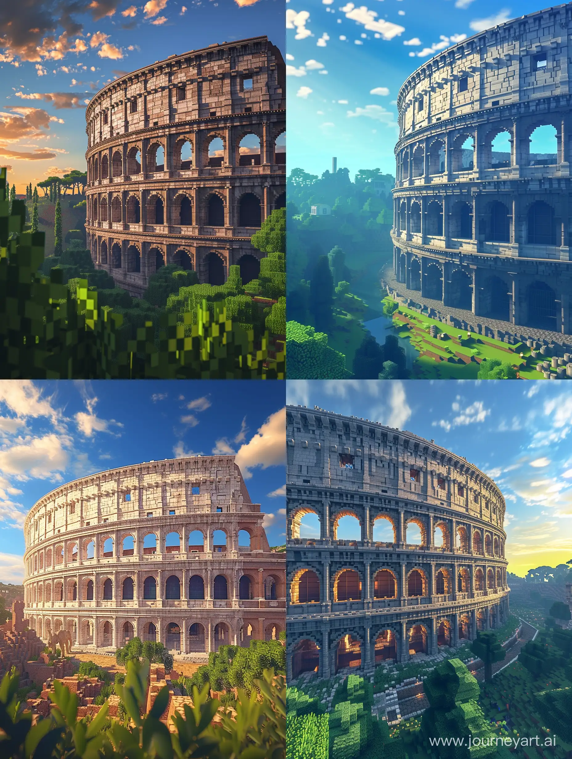 A picture of Colosseum inspired by Minecraft Art Style