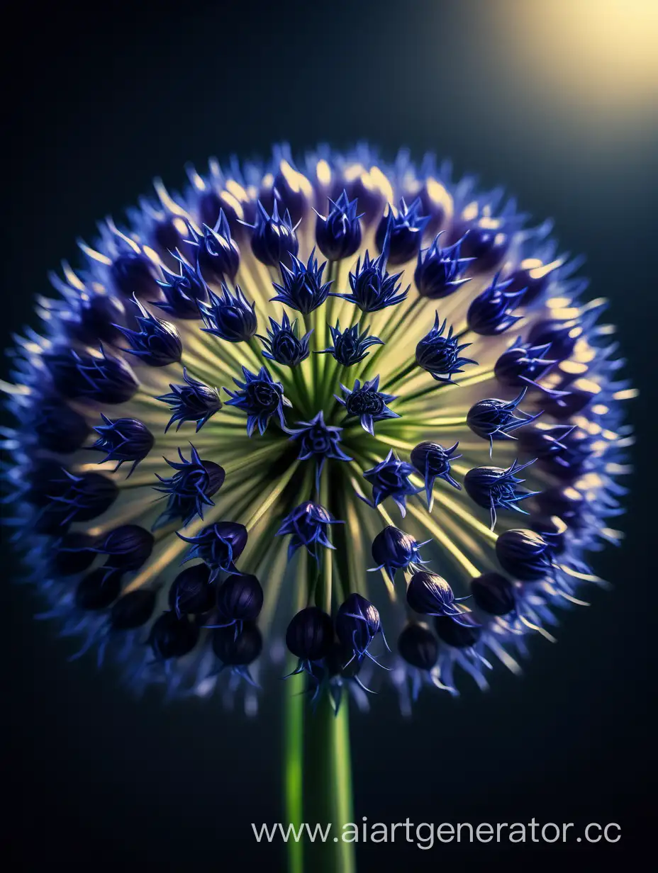 Dramatic-CloseUp-of-Blue-Allium-Flowers-Against-Golden-Background