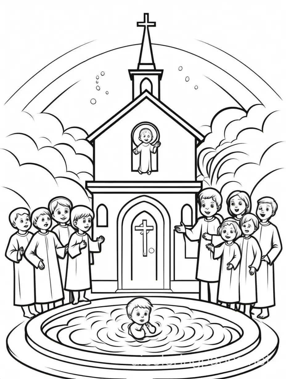 Simple-Church-Baptism-Coloring-Page-for-Kids-EasytoColor-Black-and-White-Line-Art