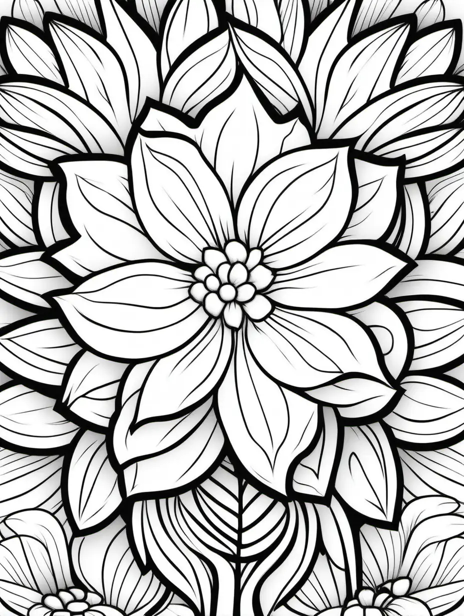 Minimalistic Black and White Flower Coloring Book Page