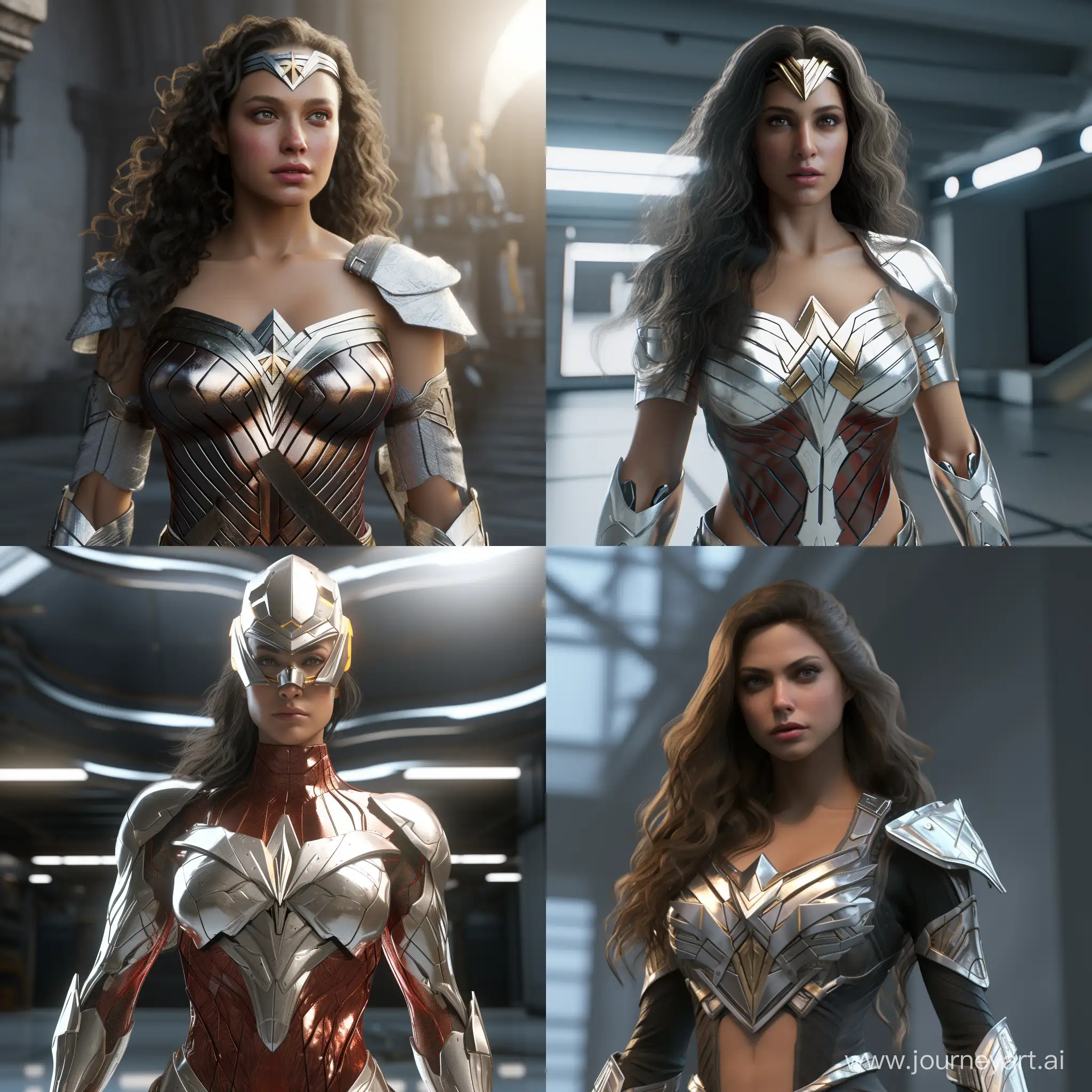 Wonder Woman DC Character In white Ray tracing