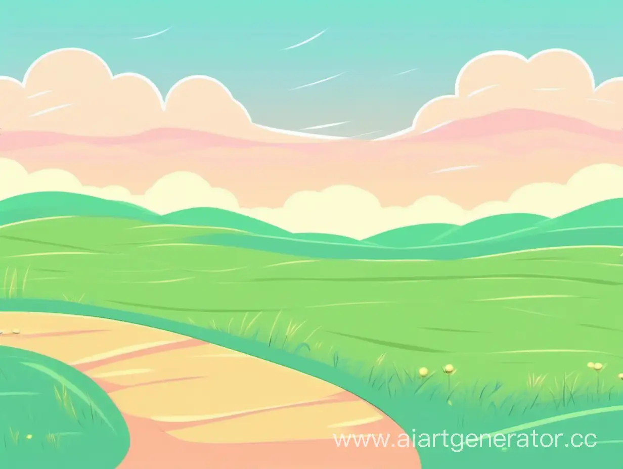 Vibrant-Pastel-Cartoon-Scene-on-a-Flat-Field