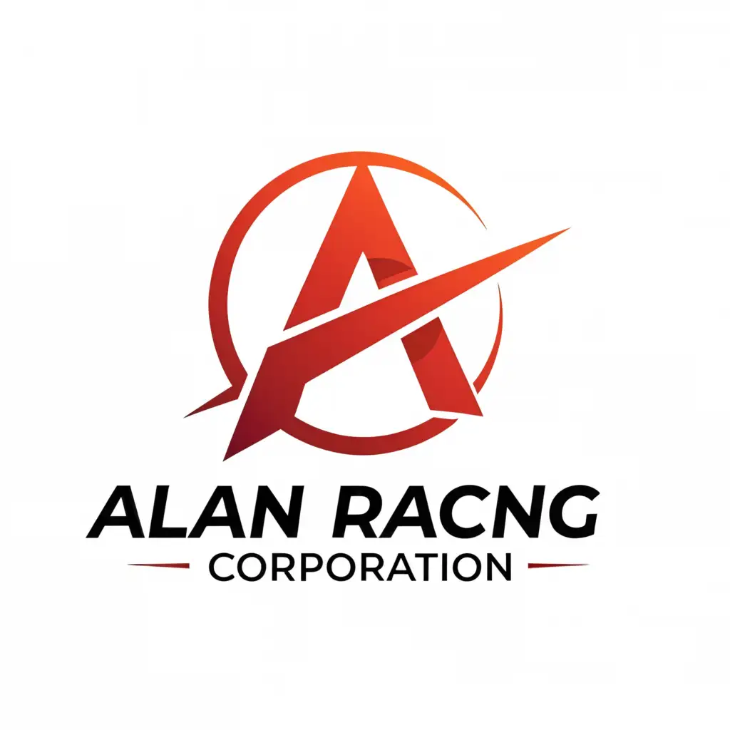 a logo design,with the text 'Alan Racing Corporation', main symbol:Arrow, circle, with the A in red, with a space to put text,complex,be used in Automotive industry,clear background