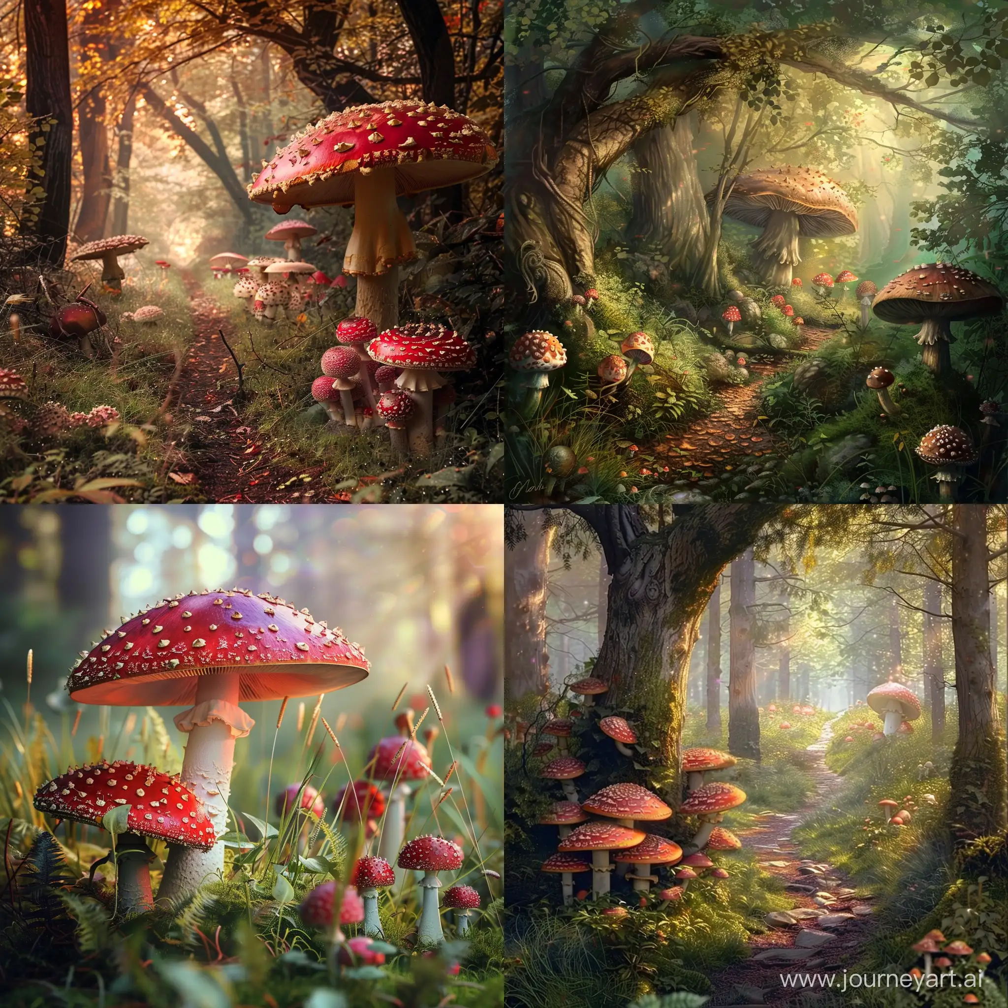 beautiful fantasy forest with mushrooms