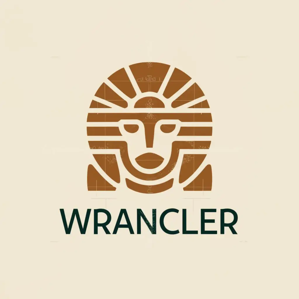 a logo design,with the text "wrangler", main symbol:ancient mozaic face,Minimalistic,be used in Entertainment industry,clear background
