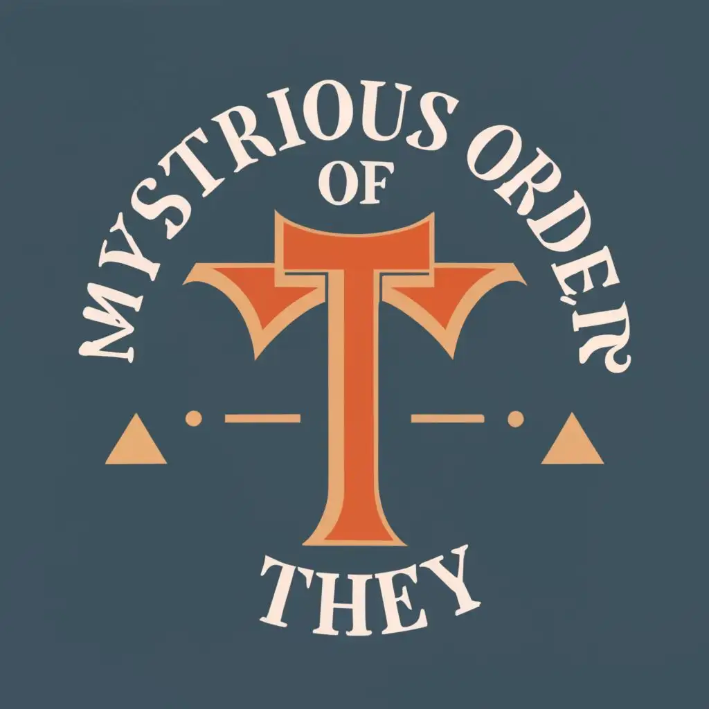 logo, Circle with ancient letter T and triangle, with the text "Mysterious order of They", typography, be used in Nonprofit industry