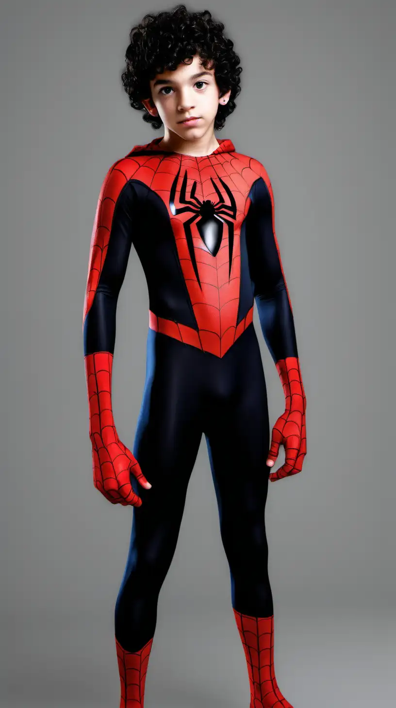 Stylish Teenage Boy in UltraRealistic Spiderman Costume with Diamond Earrings
