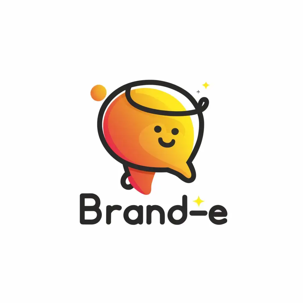 a logo design,with the text 'brand-e', main symbol:a cartoonish imaginary character who has a round smiling and feeling excited,complex,clear background