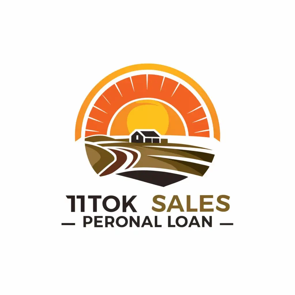 a logo design,with the text "1TOK SALES PERSONAL LOAN", main symbol:sun set in the farm with coins,Moderate,be used in Finance industry,clear background