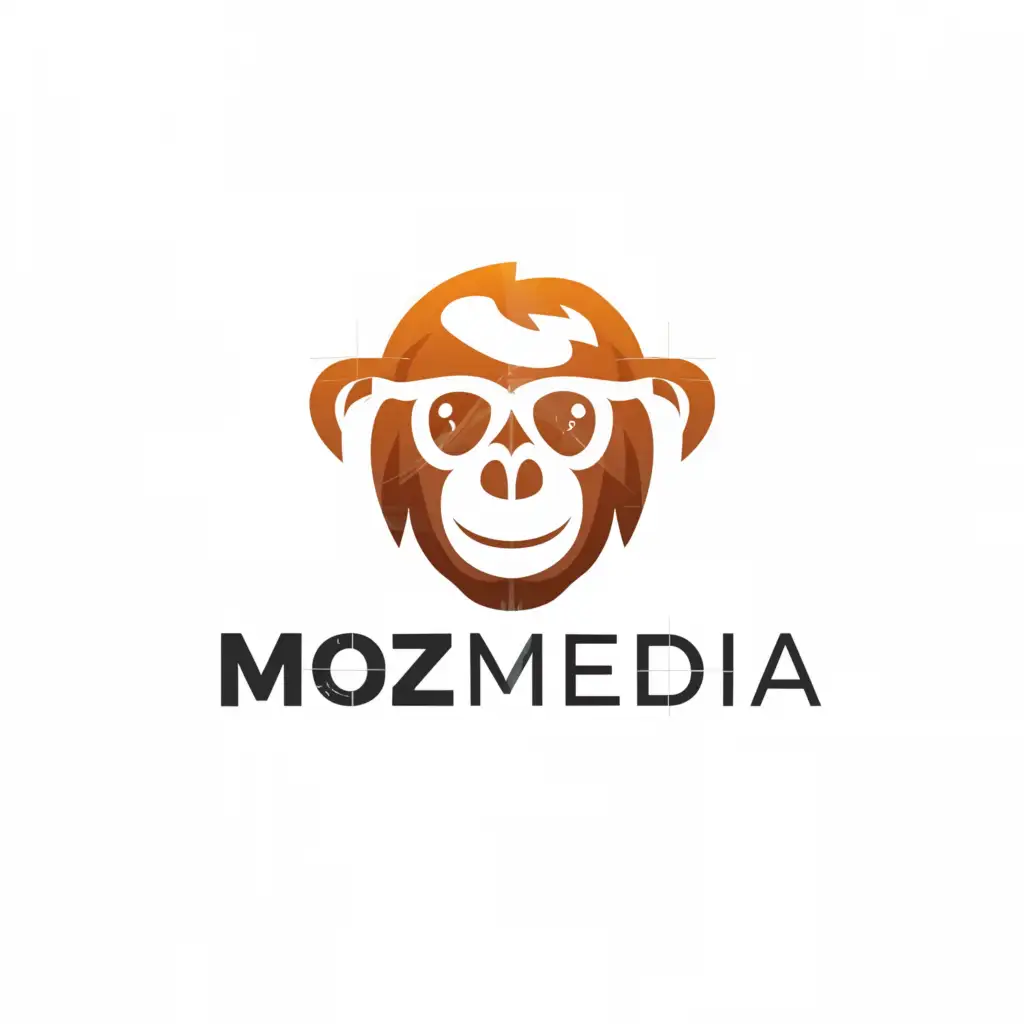 a logo design,with the text "MozMedia", main symbol:orangutan,Moderate,be used in Technology industry,clear background