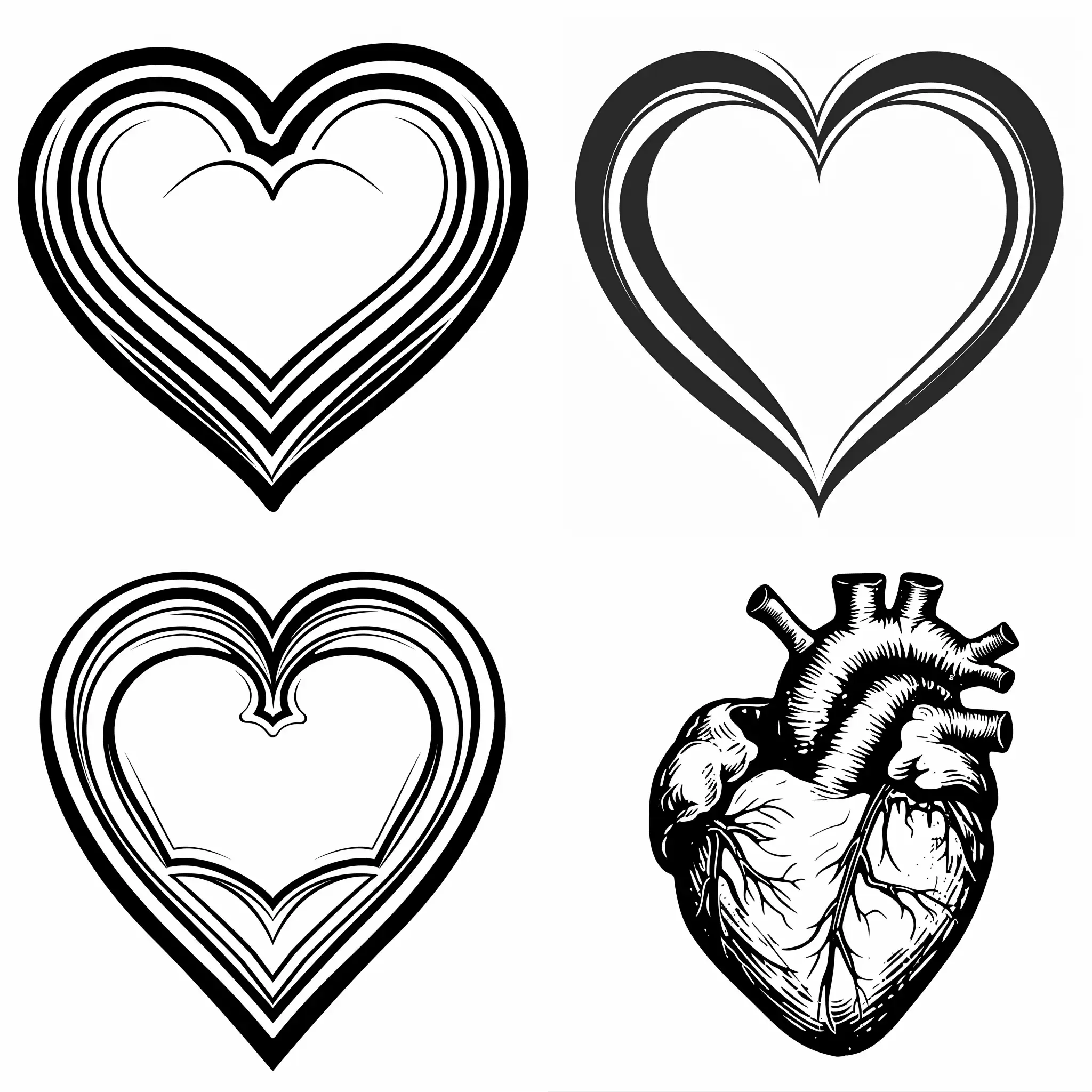 outline vector black and white heart