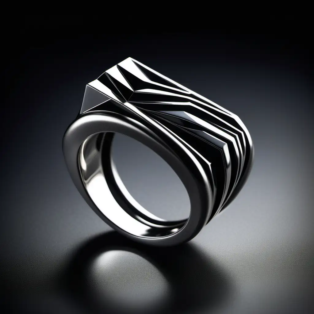 Sculptural Art Deco Ring Inspired by Zaha Hadids Aesthetic