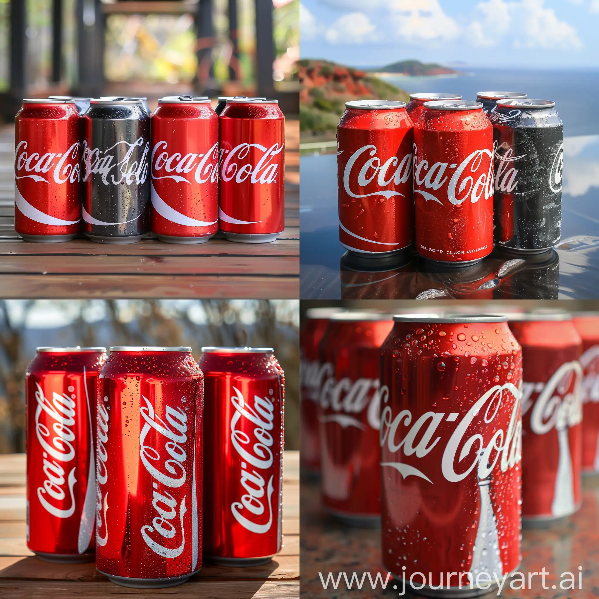 Rotate pictures of Coca-Cola can drinks

