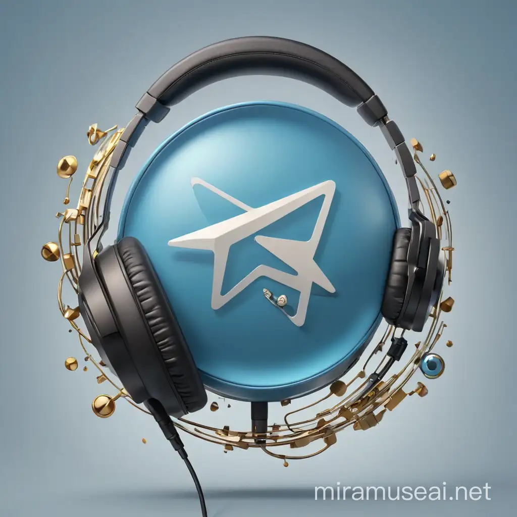 The logo for the Telegram channel, in the middle of which is a big headphone and a microphone, and the integration of the music symbol