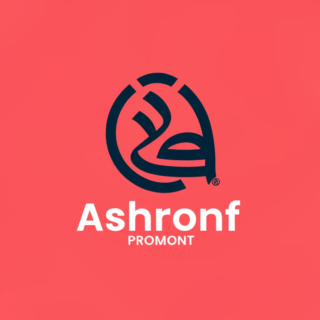 a logo design,with the text "ASHRAF", main symbol:In a distinctive and modern Arabic font to appear prominent and attractive.
The name “Ashraf” can be placed in a smaller, less prominent font under the name “Promont” to provide balance to the design.
Colors can be coordinated to suit the identity,Moderate,clear background