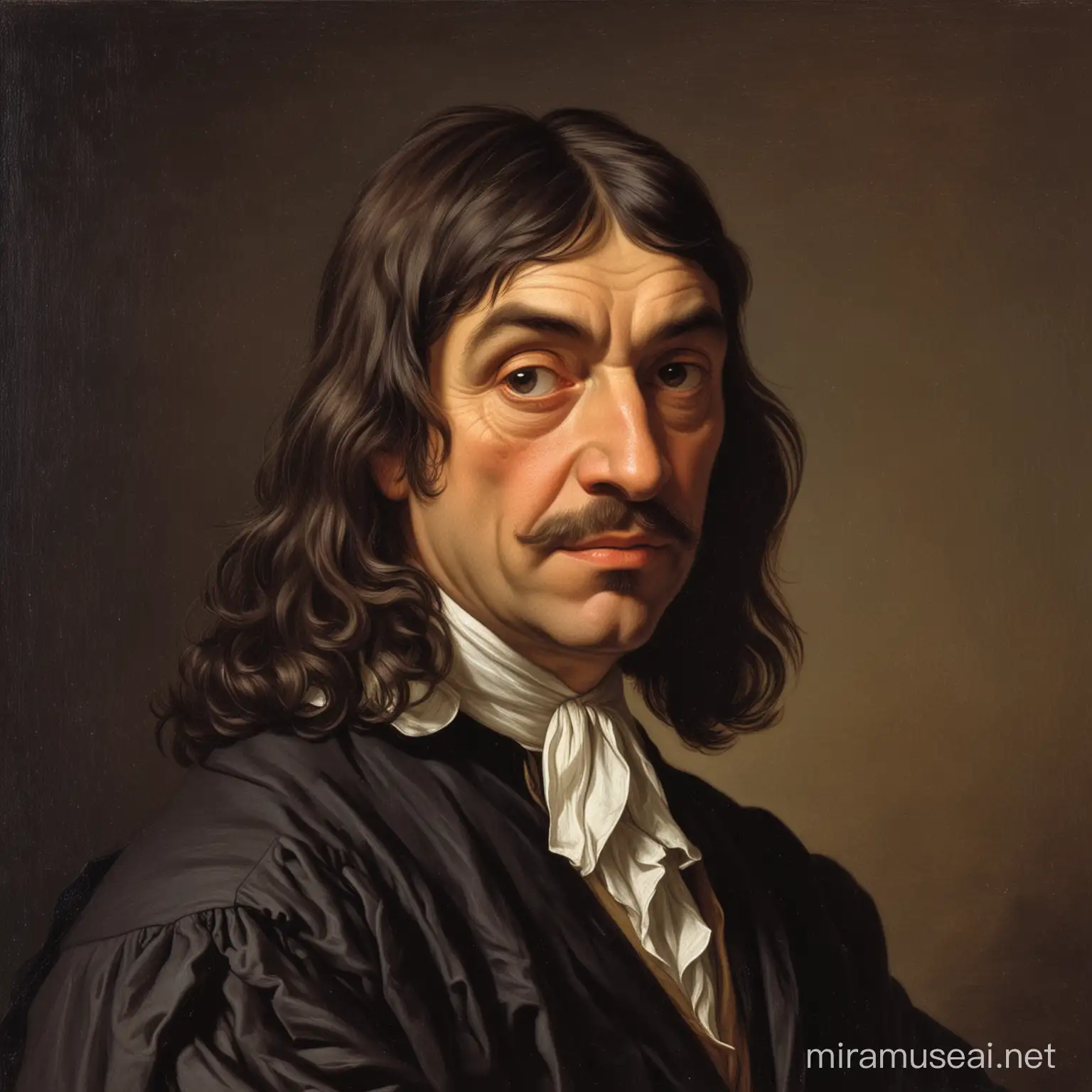 Rene Descartes Portrait Renaissance Philosopher in Contemplation