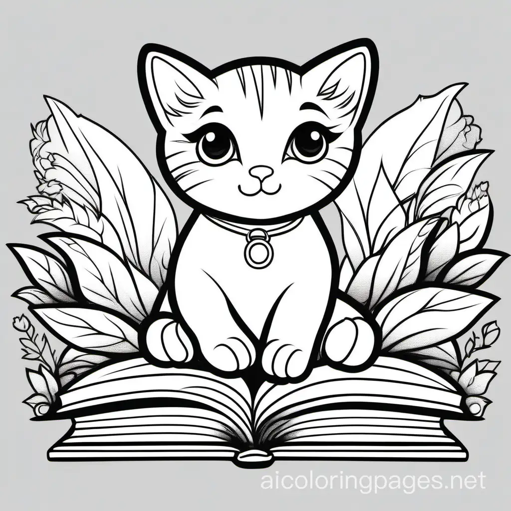 Adorable-Cat-Reading-Book-Coloring-Page-for-Kids