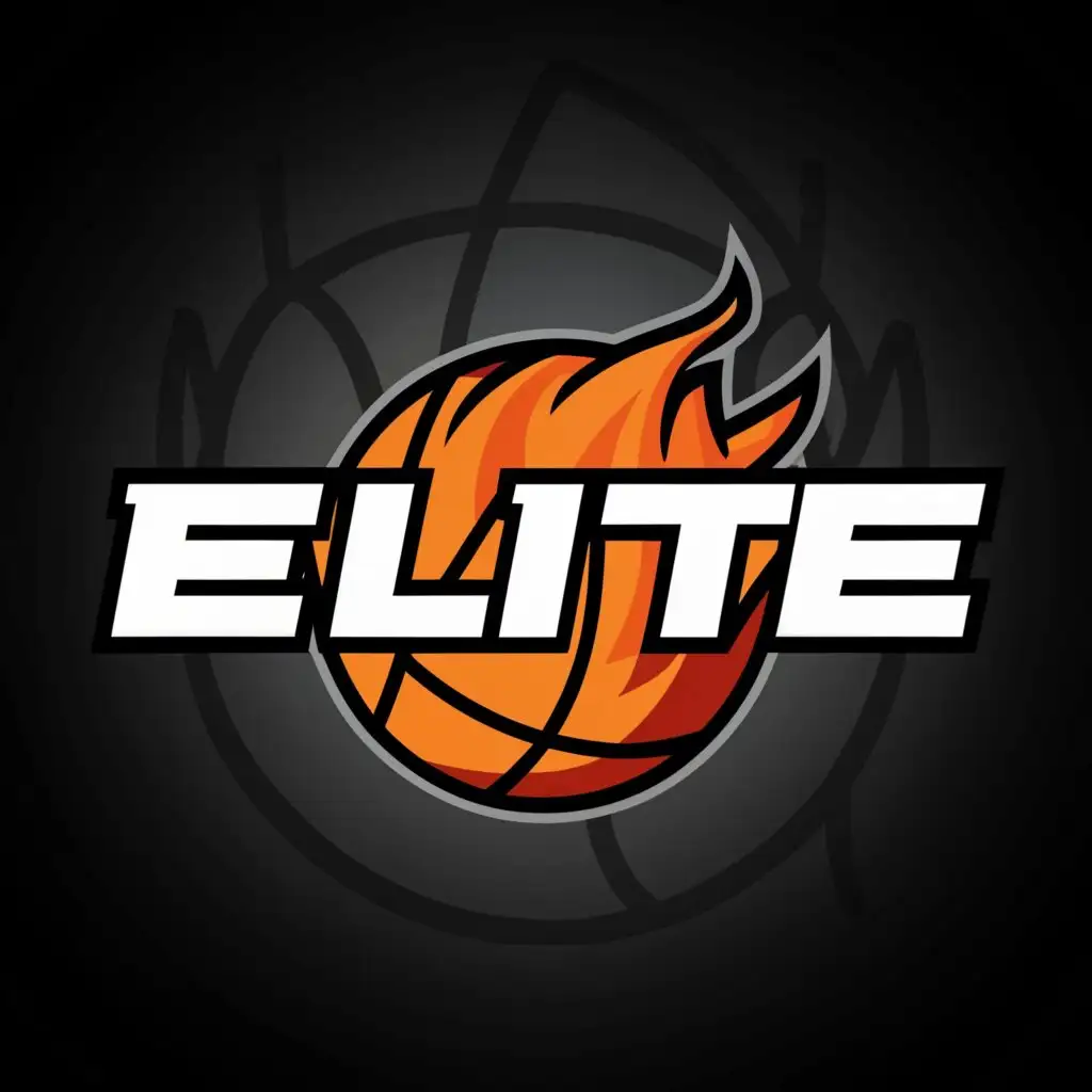 a logo design,with the text "Elite", main symbol:Basketball fire,Moderate,be used in Sports Fitness industry,clear background