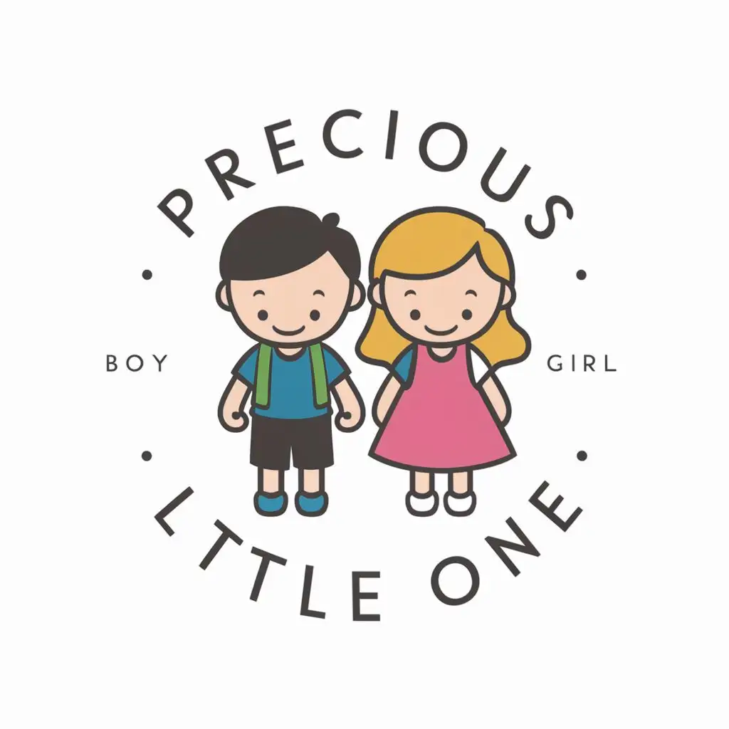 logo, boy girl, with the text "Precious
Little One", typography, be used in Education industry