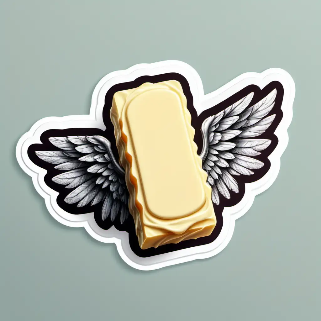 Winged Butter in HyperRealistic Sticker Style