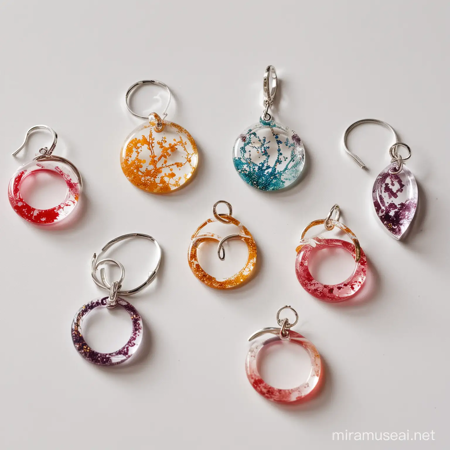 Elegant Epoxy Resin Jewelry Collection with White Background
