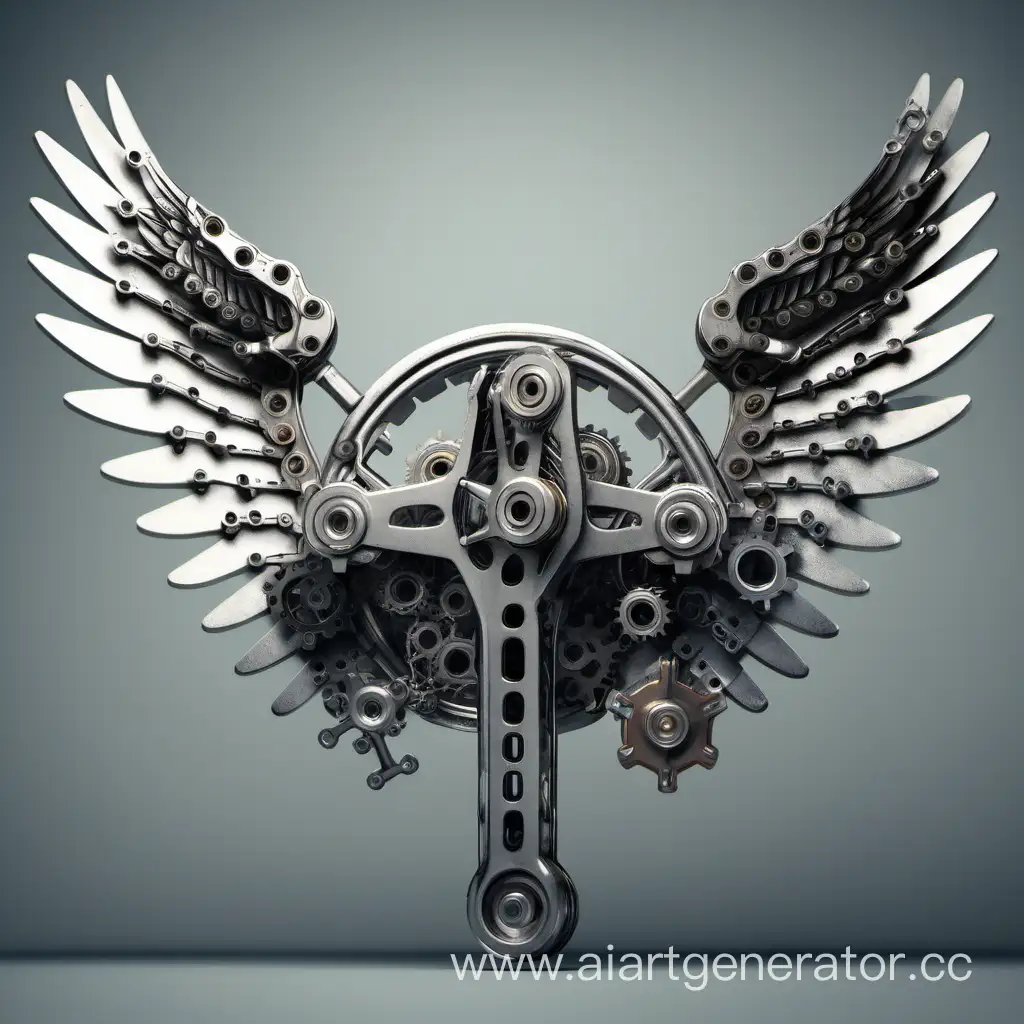 Winged-Mechanism-Sculpture-Crafted-from-Wrenches