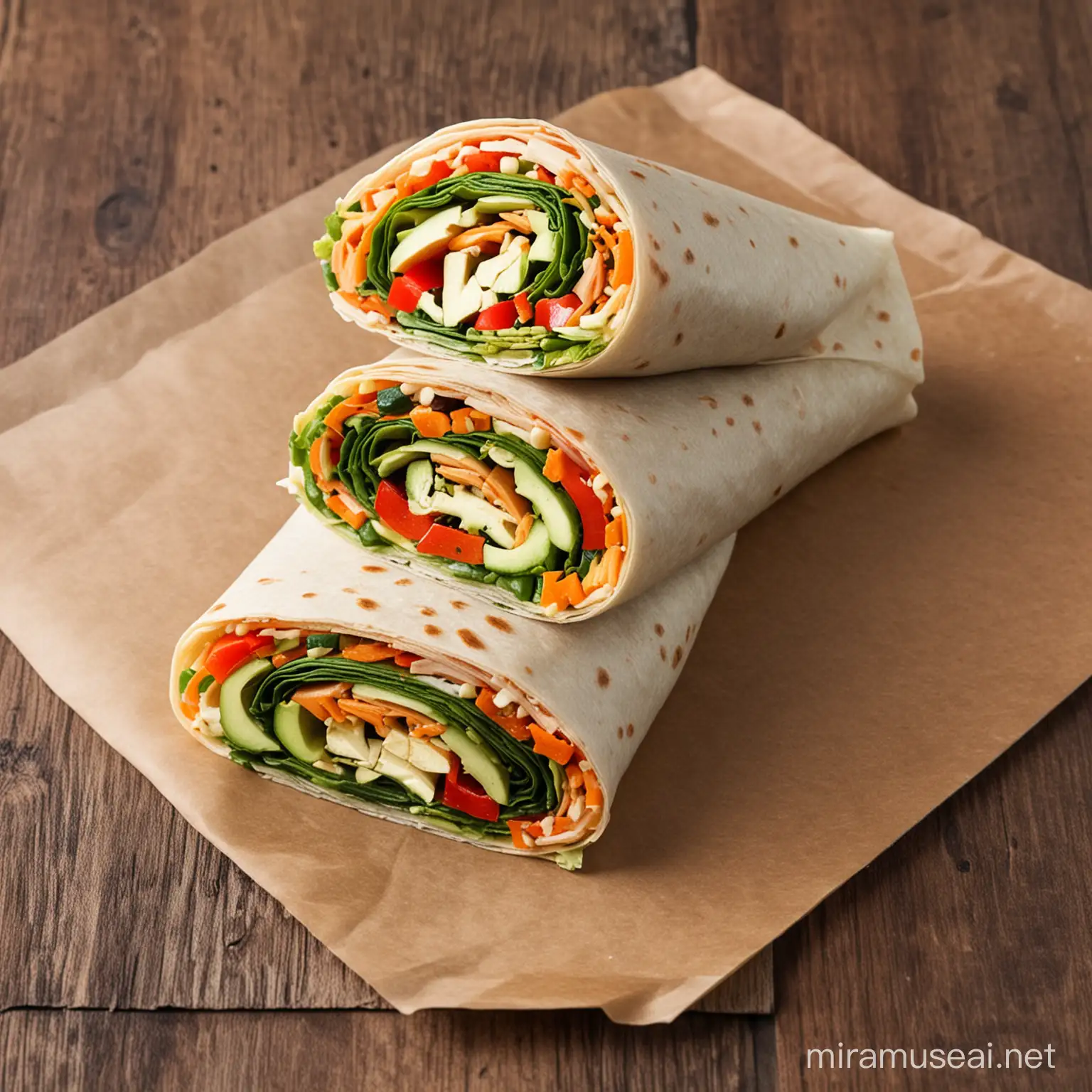 Colorful Vegetable Wrap with Fresh Ingredients