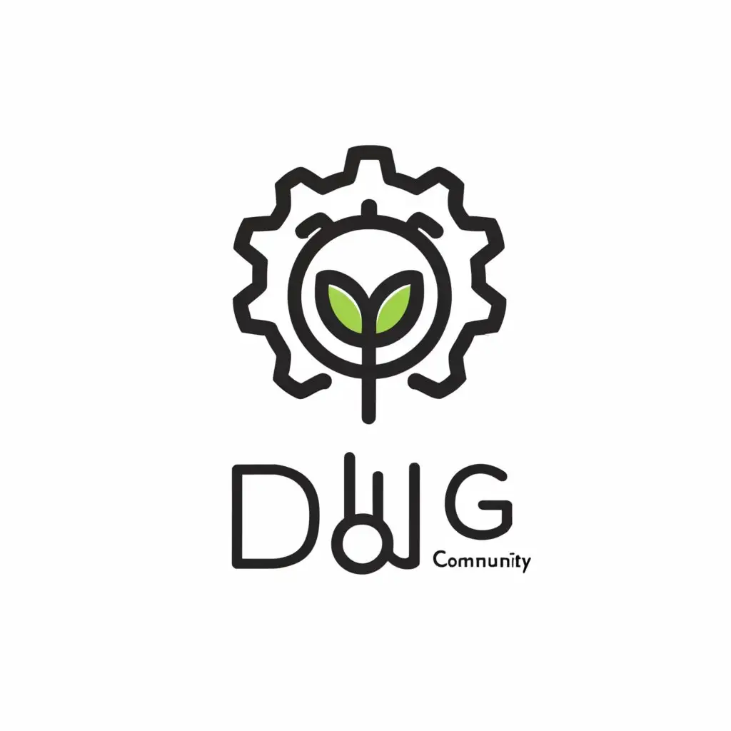 a logo design,with the text "DIYG", main symbol:Community, Gears, Seed, Innovation, Thoughts, DIY,,Minimalistic,clear background