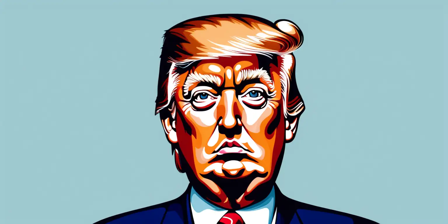 Realistic Cartoon of Donald Trump on a Solid Background