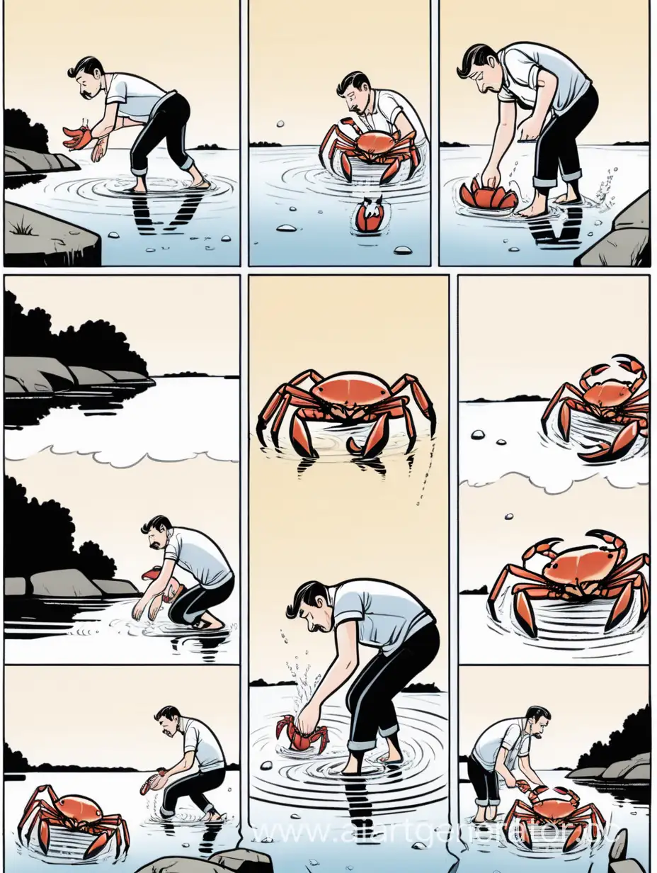 Man-Catching-Crabs-in-River-Mini-Comics