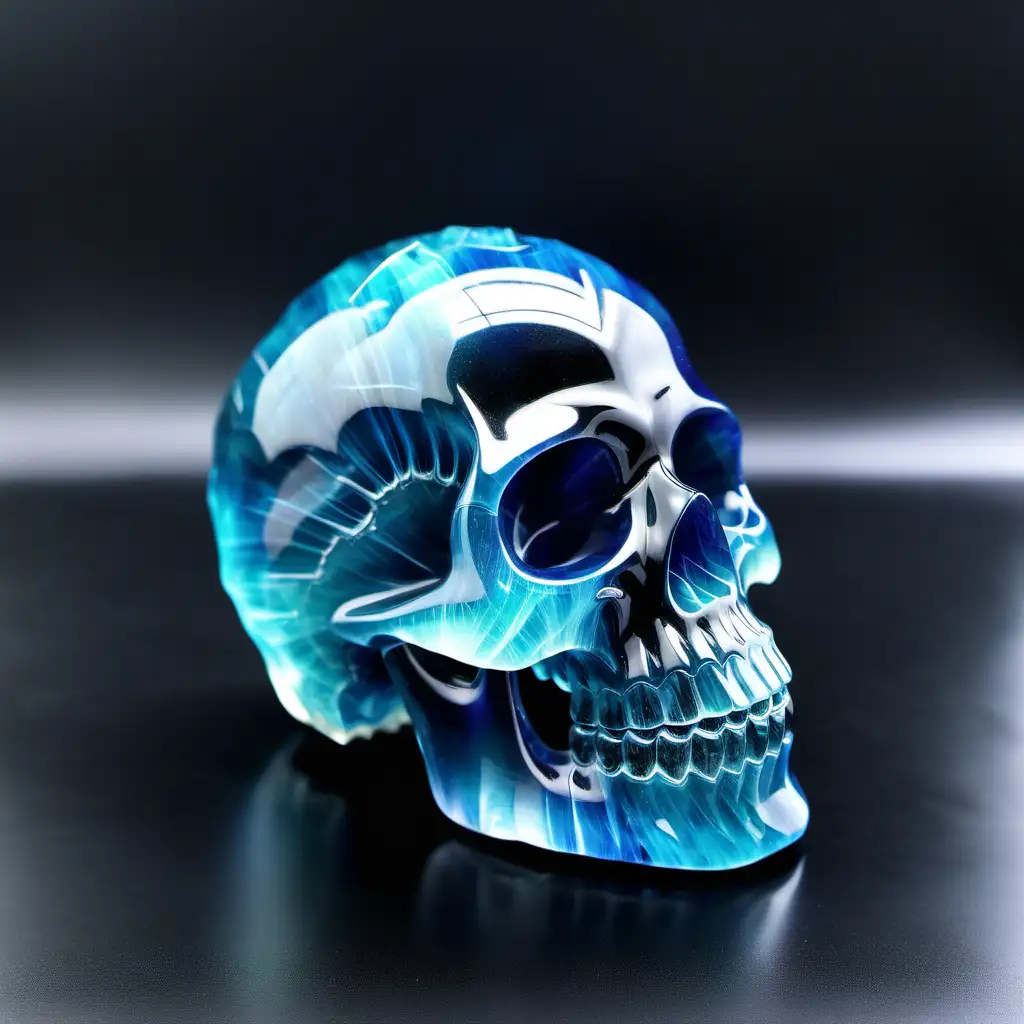 Mesmerizing Sea Blue Crystal Skull Sculpture