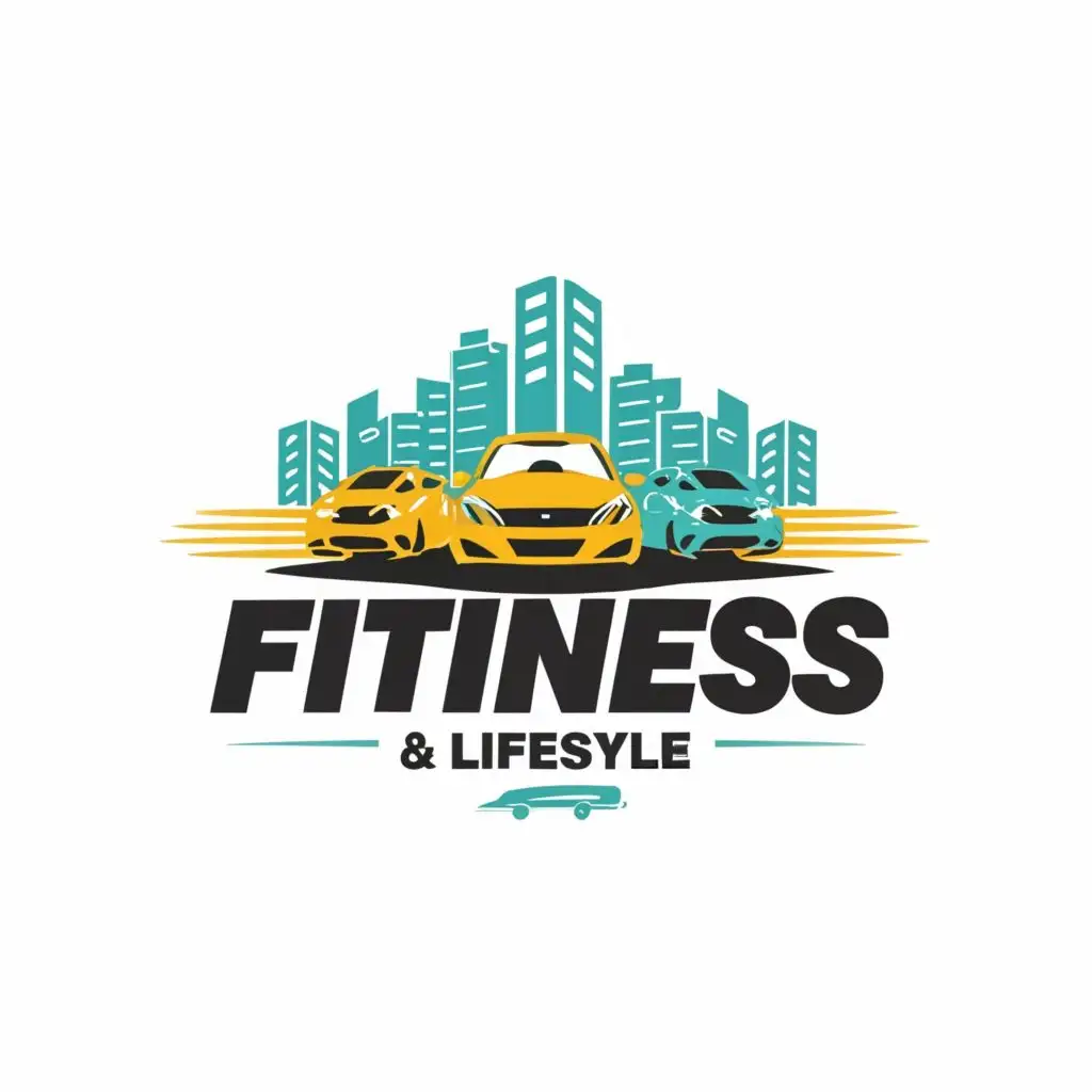 logo, car and buildings, with the text "Fitness & Lifestyle", typography, be used in Sports Fitness industry